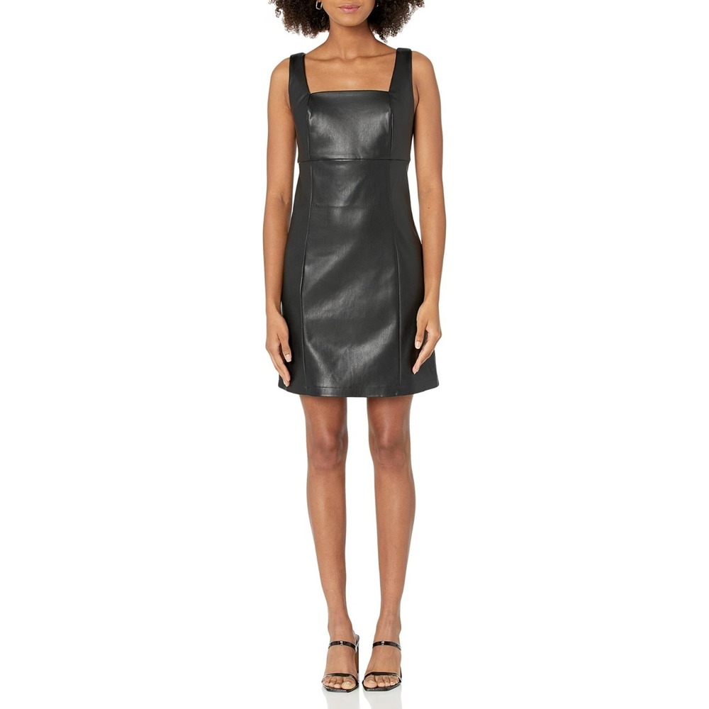 The Drop Hank Vegan Leather Square Neck Mini Dress Size 2XL | New with Tags
